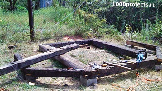 Фундамент из деревянных и железобетонных шпал своими руками